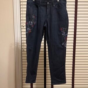 J JillFloral Embroidered Ankle Jeans - 6P